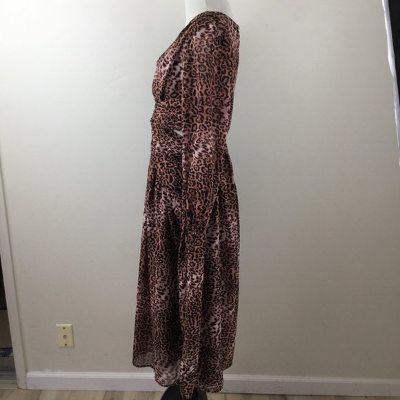 Anthropologie Ranna Gill Animal-Print Cut-Out Midi Dress m - Picture 6 of 11